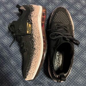 Skechers Black and Pink Air-Cushioned Sneakers
